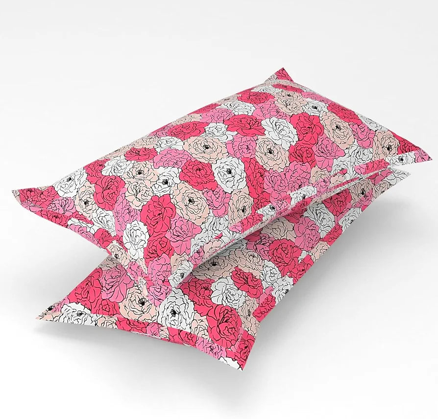 Homefab India 160 TC Glace Cotton Double BedSheet with 2 Pillow Covers -  - Pink, Floral